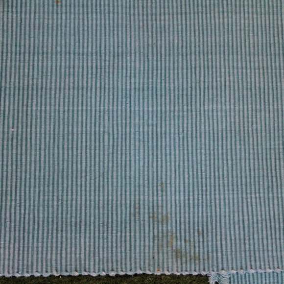 5-pc VINTAGE Fabric tablecloth napkin Turquoise and 7-pc plastic white - Picture 13 of 15